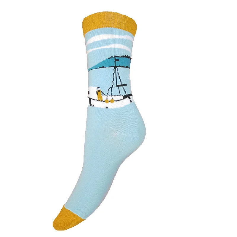 Women's satin - trimmed socks for a touch of eleganceFishing Boat Bamboo Socks