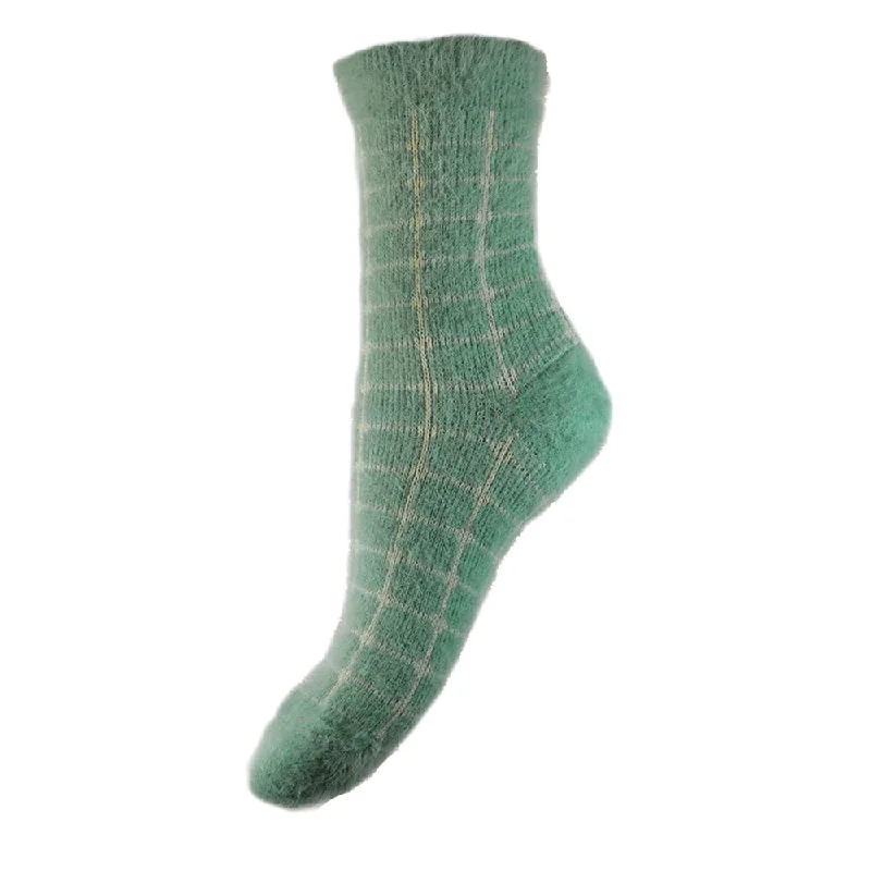 Women's sheer over - the - knee socks for a sexy appealGreen Fluffy Criss Cross wool blend socks