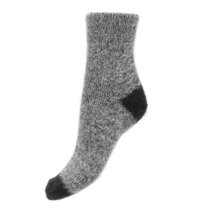 Women's microfiber socks for a lightweight optionGrey and black contrast wool blend socks