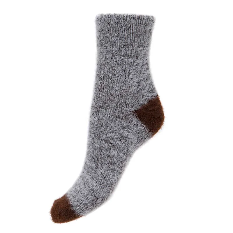 Women's anti - odor socks for long - day freshnessGrey and brown contrast wool blend socks