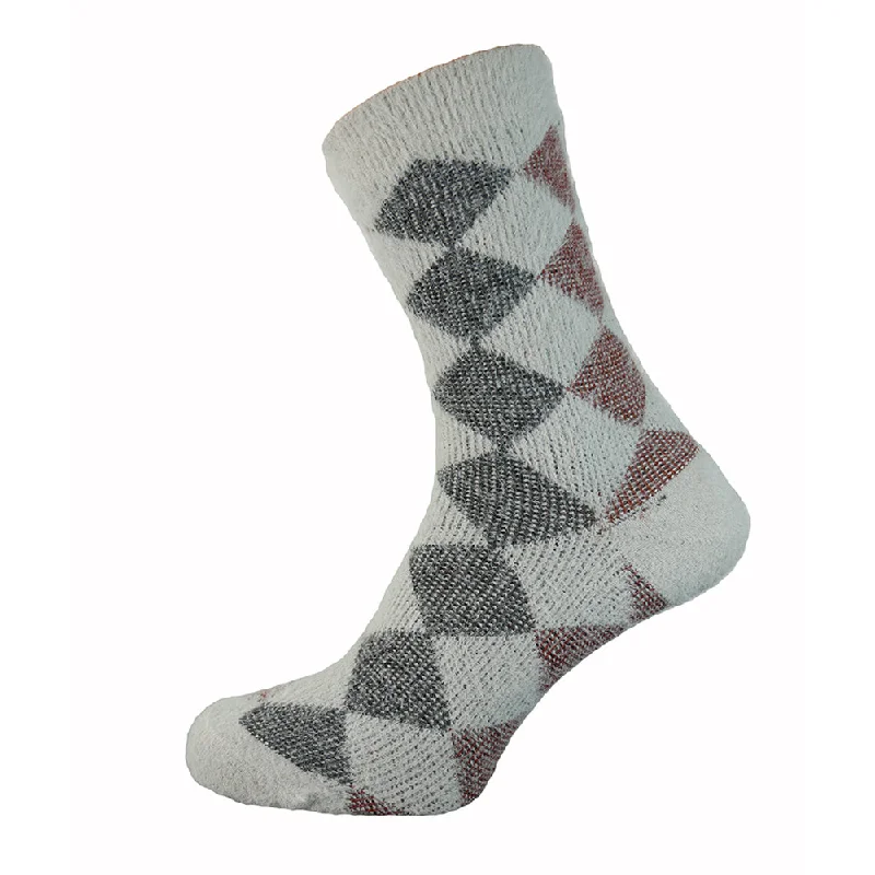 Women's wool - rich socks for winter warmthGrey diamond wool blend socks