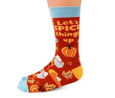 Women's silk - lined socks for a luxurious feel"Pumpkin Spice" Cotton Crew Socks by Uptown Sox - Medium