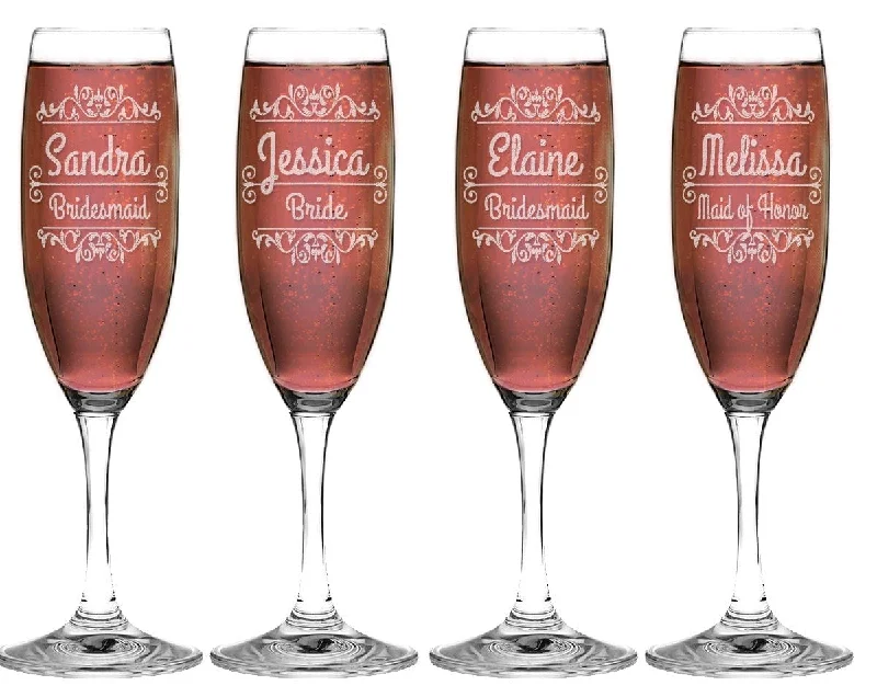 Non - slip stockings for safety on slippery surfacesSingle Wedding Ceremony Champagne Flutes Gift for Bridesmaid Bride Maid of Honor Classy Personalized Engraved Wedding Party Glasses