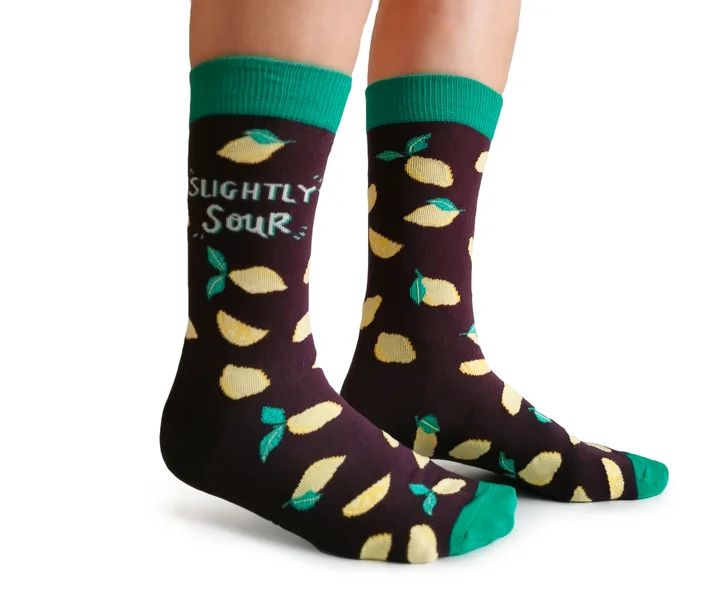 Women's nylon - reinforced socks for durability"Slightly Sour" Cotton Crew Socks by Uptown Sox - Medium