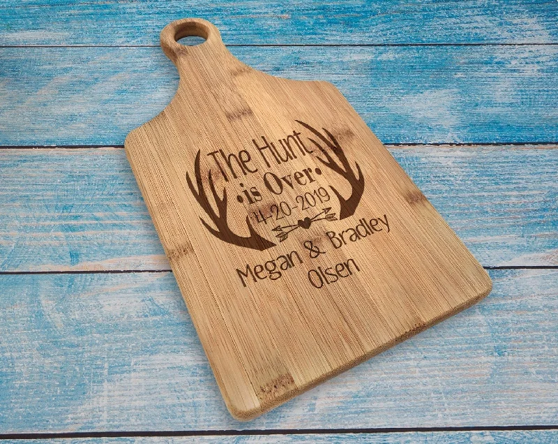 Black stockings for a versatile and classic lookThe Hunt is Over Rustic Paddle Engraved Cutting Board Personalize Country Wedding Gift for Newlyweds Cute Quote Married Wife Husband to Be