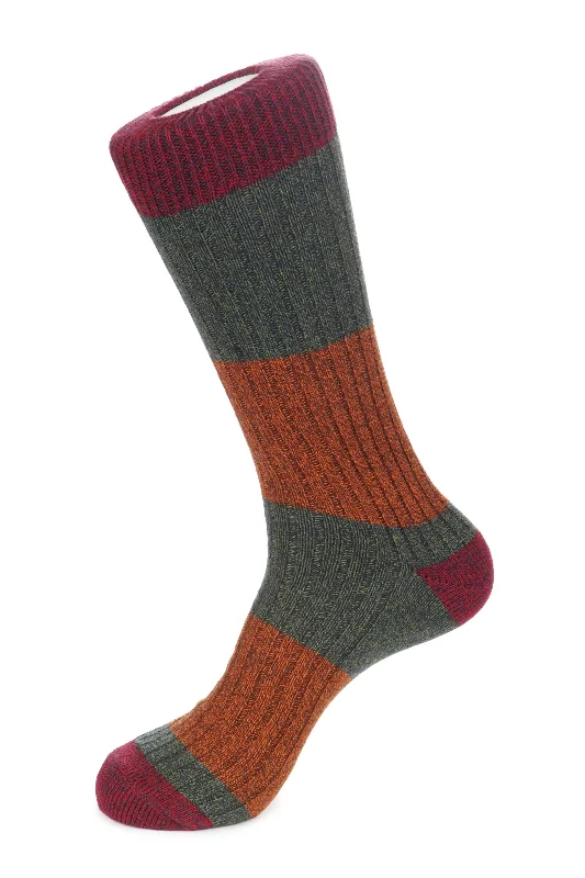 Women's satin - trimmed socks for a touch of eleganceBoot Sock Melange Block Stripe