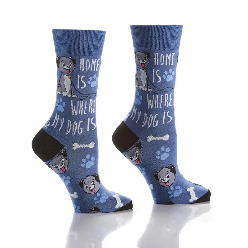 Women's silk - lined socks for a luxurious feel"Welcome Home" Cotton Dress Crew Socks by YO Sox