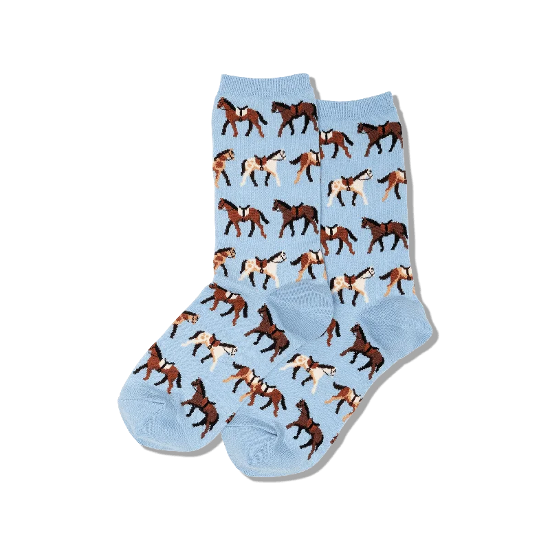 Women's arch - support socks for better comfort"Horses" Cotton Crew Socks by Hot Sox - Medium