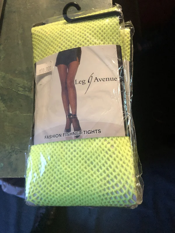 women tights with a ribbed texture for added interest(1) 2 PAIR PACK ACID GREEN FISHNET TIGHTS ONE SIZE