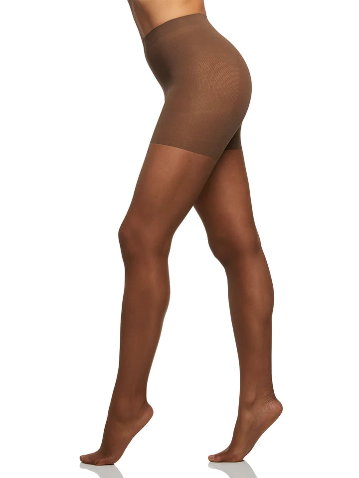 women tights with a holographic effect for a futuristic styleBT 4262S BACKSEAM CONTROL TOP SHEER PANTYHOSE FRENCH COFFEE